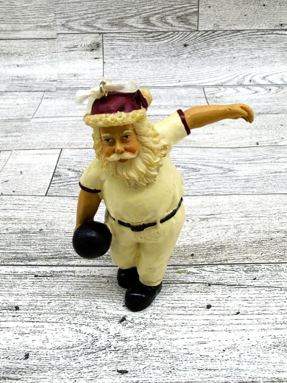 Vintage 3.5" Santa Bowling Christmas Ornament